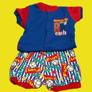 Cute beach volleyball shirt & short set by Cuties by Judy. Size 6-9 months. New!